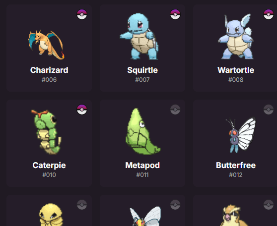 App screenshot showing a personalized Pokedex