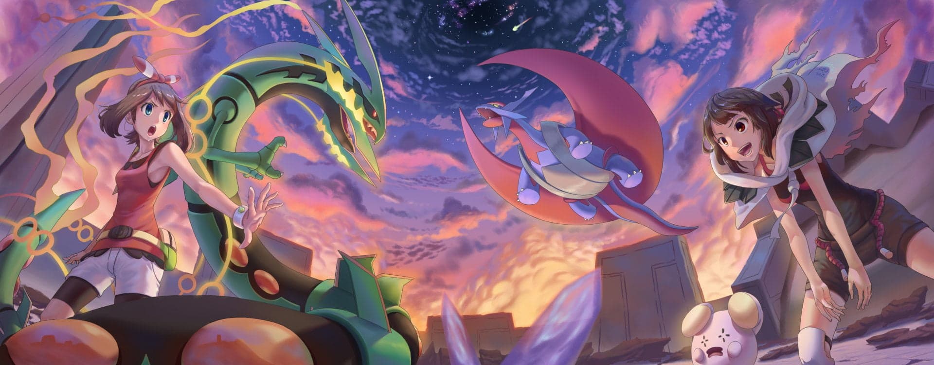 Thematic Pokémon background with Rayquaza
